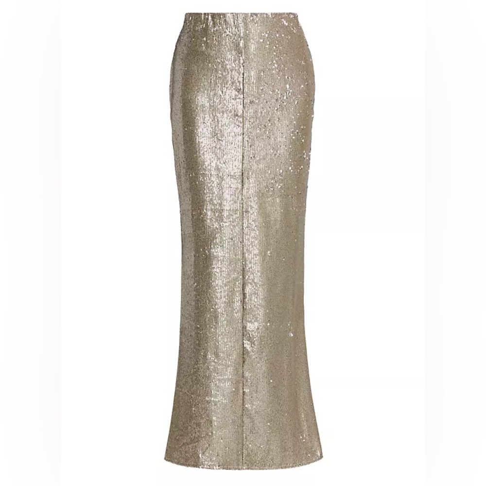 Line & Dot Sequin Maxi Skirt Gold